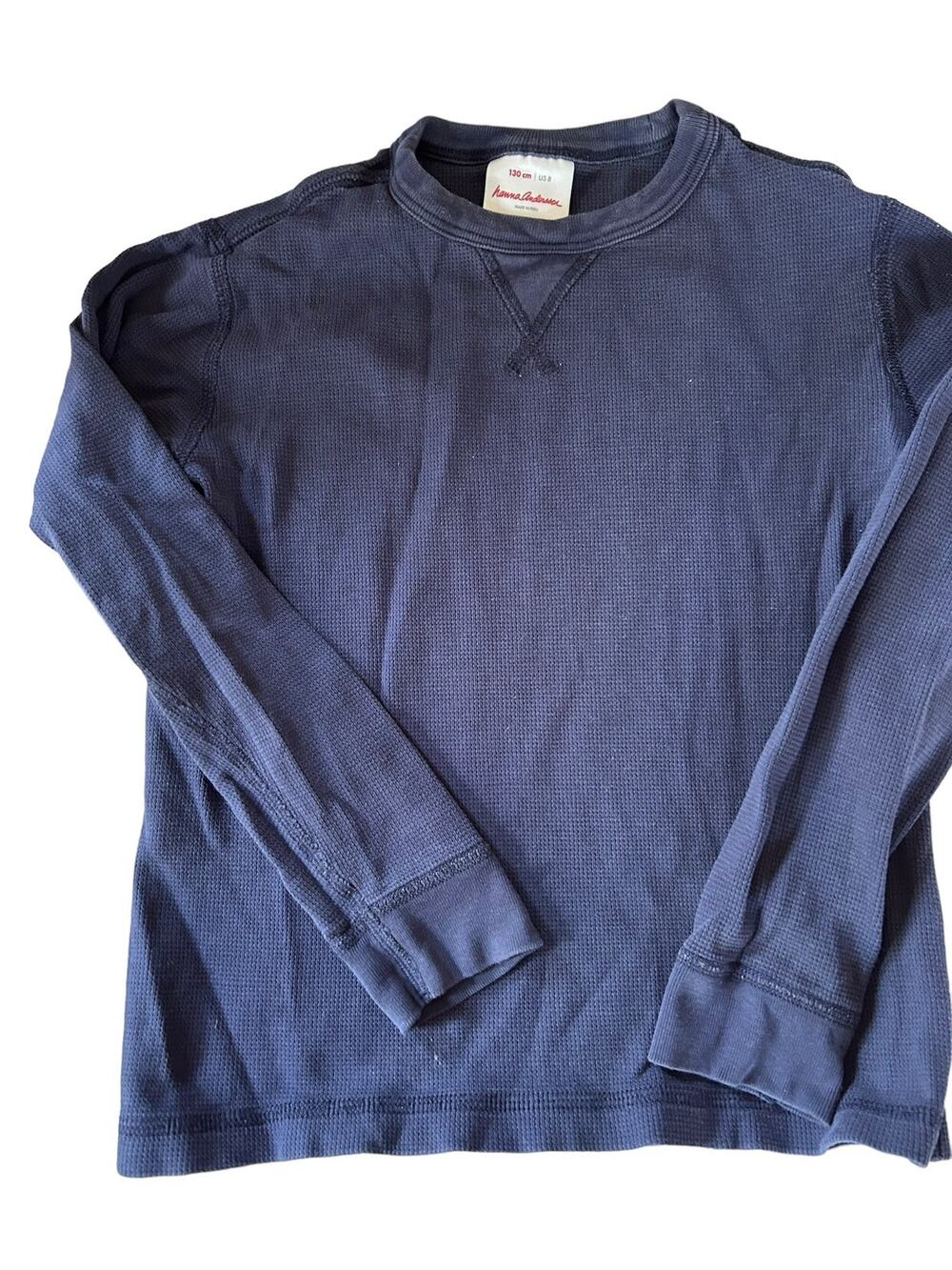 Hanna Andersson Navy Blue Waffle Shirt size 130